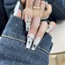 Stema Handmade Cat Eye False Nails With Rhinestones High Quality Full Cover Wearable Acrylic Press On Nails 10 Nails