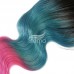 4x4 Lace Closure Ombre Ice Blue to Pink Body Wave Human hair