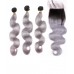 Stema 1B/Grey Body Wave Virgin Hair Bundles With 4x4 Lace Closure 