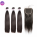 Stema Virgin Straight Hair With 4X4 HD & Transparent Lace Closure