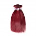 #99j Red Virgin Hair Straight Bundles With 4x4 Transparent Lace Closure