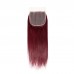 #99j Red Virgin Hair Straight Bundles With 4x4 Transparent Lace Closure