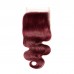 #99j Red Virgin Hair Body Wave Bundles With 4x4 Transparent Lace Closure