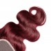 #99j Red Virgin Hair Body Wave Bundles With 4x4 Transparent Lace Closure