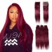 #99J Virgin Hair Straight Bundles With 4x4 Transparent Lace Closure