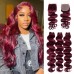 #99J Virgin Hair Body Wave Bundles With 4x4 Transparent Lace Closure