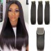 Stema Double Drawn Bone Straight Virgin Hair With 4x4 Lace Closure