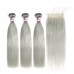 Stema Grey Straight Virgin Hair With 4x4 Regular Lace Closure 