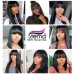 Stema 13x4 Transparent Lace Big Frontal Straight Wig With Bangs 100% Human Hair