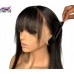 Stema 13x4 Transparent Lace Big Frontal Straight Wig With Bangs 100% Human Hair