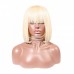 Stema 613 Blonde Straight 13x4 Lace Front Bob Wigs With Bangs