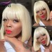 Stema 613 Blonde Straight 13x4 Lace Front Bob Wigs With Bangs