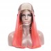 Stema Straight Machine lace closure wig Human Hair with Black Root Ombre Pink color (hair weave with closure)