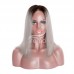 Stema Ombre 1B/Grey 13x4 Lace Front Straight Bob Wig