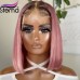 Stema 1b/pink 13x4 Lace Front Human Hair Straight Bob Wig