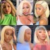 Stema 613 Blonde 13x4 Transparent Lace Straight Frontal Bob Wig