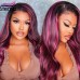 Stema Purple Highlight 13x4 Transparent Lace Front Human Hair Wig