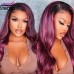 Stema Purple Highlight 13x4 Transparent Lace Front Human Hair Wig