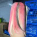 Stema Customized 13x6 Pink Highlight Straight Colored Transparent Lace Front Bob Wig