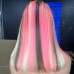 Stema Customized 13x6 Pink Highlight Straight Colored Transparent Lace Front Bob Wig