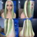 Stema Customized 13x6 Green Highlight Straight Colored Transparent Lace Front Bob Wig