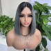 Stema 2x6 1B/Silver Grey Colored Transparent Lace Closure Bob Wig