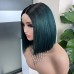 Stema 2x6 1B/Green Colored Transparent Lace Closure Bob Wig