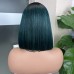 Stema 2x6 1B/Green Colored Transparent Lace Closure Bob Wig
