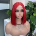 Stema 2x6 Red Colored Transparent Lace Closure Bob Wig