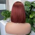 Stema 2x6 Reddish Brown Colored Transparent Lace Closure Bob Wig