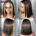 Stema 2x6 SDD Bone Straight Colored Transparent Lace Closure Bob Wigs