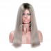 Stema 4x4 / 13x4 Lace 1B/Grey Straight Closure Wig 200% Density 