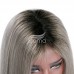 Stema 4x4 / 13x4 Lace 1B/Grey Straight Closure Wig 200% Density 