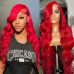 Stema Red Body Wave 13x4 Transparent Lace Front Human Hair Wig