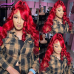 Stema Red Body Wave 13x4 Transparent Lace Front Human Hair Wig