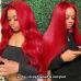Stema Red Body Wave 13x4 Transparent Lace Front Human Hair Wig