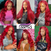 Stema Red Body Wave 13x4 Transparent Lace Front Human Hair Wig
