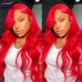 Stema Red Body Wave 13x4 Transparent Lace Front Human Hair Wig