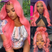 Stema Pink Body Wave 13x4 Transparent Lace Front Human Hair Wig