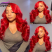 Stema Red Body Wave 13x4 Transparent Lace Front Human Hair Wig
