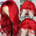 Stema Red Body Wave 13x4 Transparent Lace Front Human Hair Wig