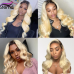 Stema 1b/613 Ombre Blonde Body Wave 13x4 Transparent Lace Front Colored Human Hair Wig