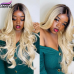 Stema 1b/613 Ombre Blonde Body Wave 13x4 Transparent Lace Front Colored Human Hair Wig
