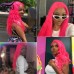 Stema Neon Pink Human Hair Full Lace Wig Silky Straight