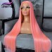 Stema Light Pink Human Hair Full Lace Wig Silky Straight
