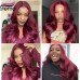 Stema #99j Red Burgundy Body Wave 13x4 Transparent Lace Front Wig
