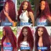 Stema #99j Red Burgundy Deep Wave 13x4 Transparent Lace Front Wig