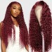 Stema #99j Burgundy 13x4 Transparent Lace Front Wig Deep Wave