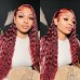 Stema #99j Red Burgundy Deep Wave 13x4 Transparent Lace Front Wig