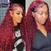 Stema #99j Red Burgundy Deep Wave 13x4 Transparent Lace Front Wig